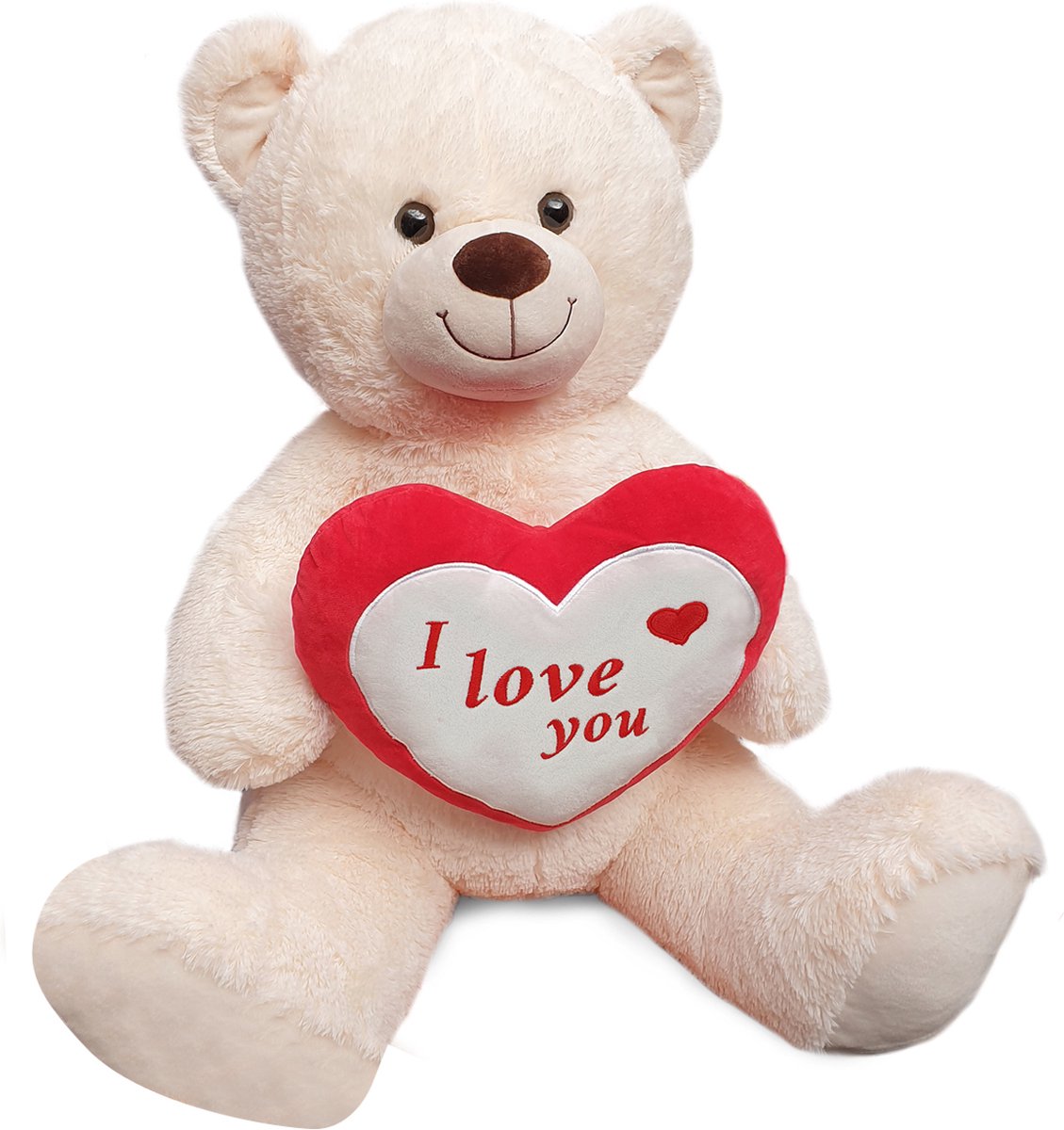 Teddybeer Bobo Pluche Knuffel (Wit) XXL 120 cm | Bear Beer Beren Plush Toys | Knuffeldier Knuffelpop Speelgoed voor kinderen jongens meisjes | Extra grote groot XL knuffelbeer voor jong en oud! | XXXL Cadeau Moederdag Valentijnsdag